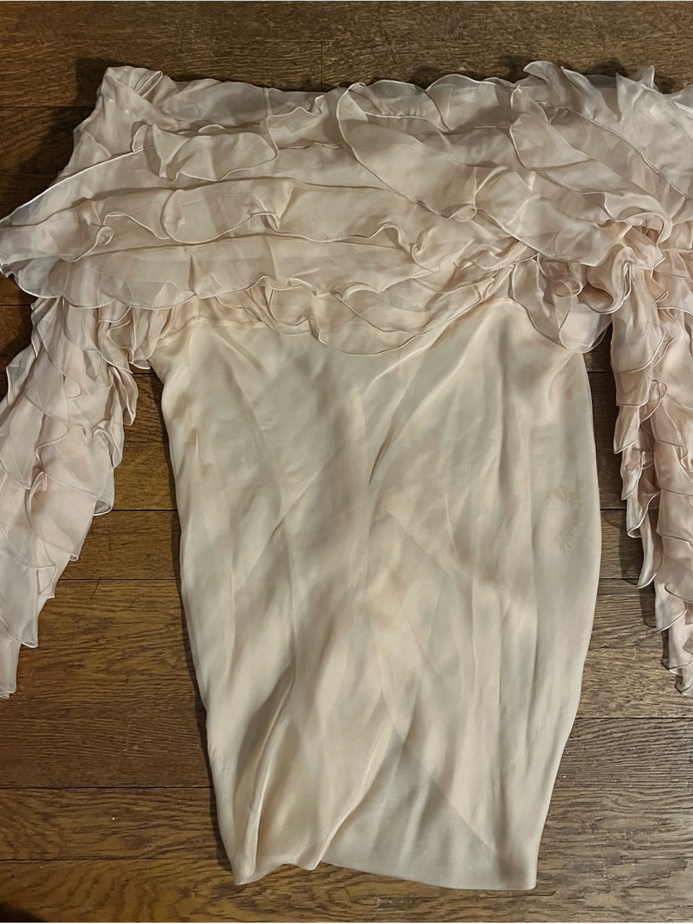 Valentino Blush Pink Ruffled Off-Shoulder Blouse